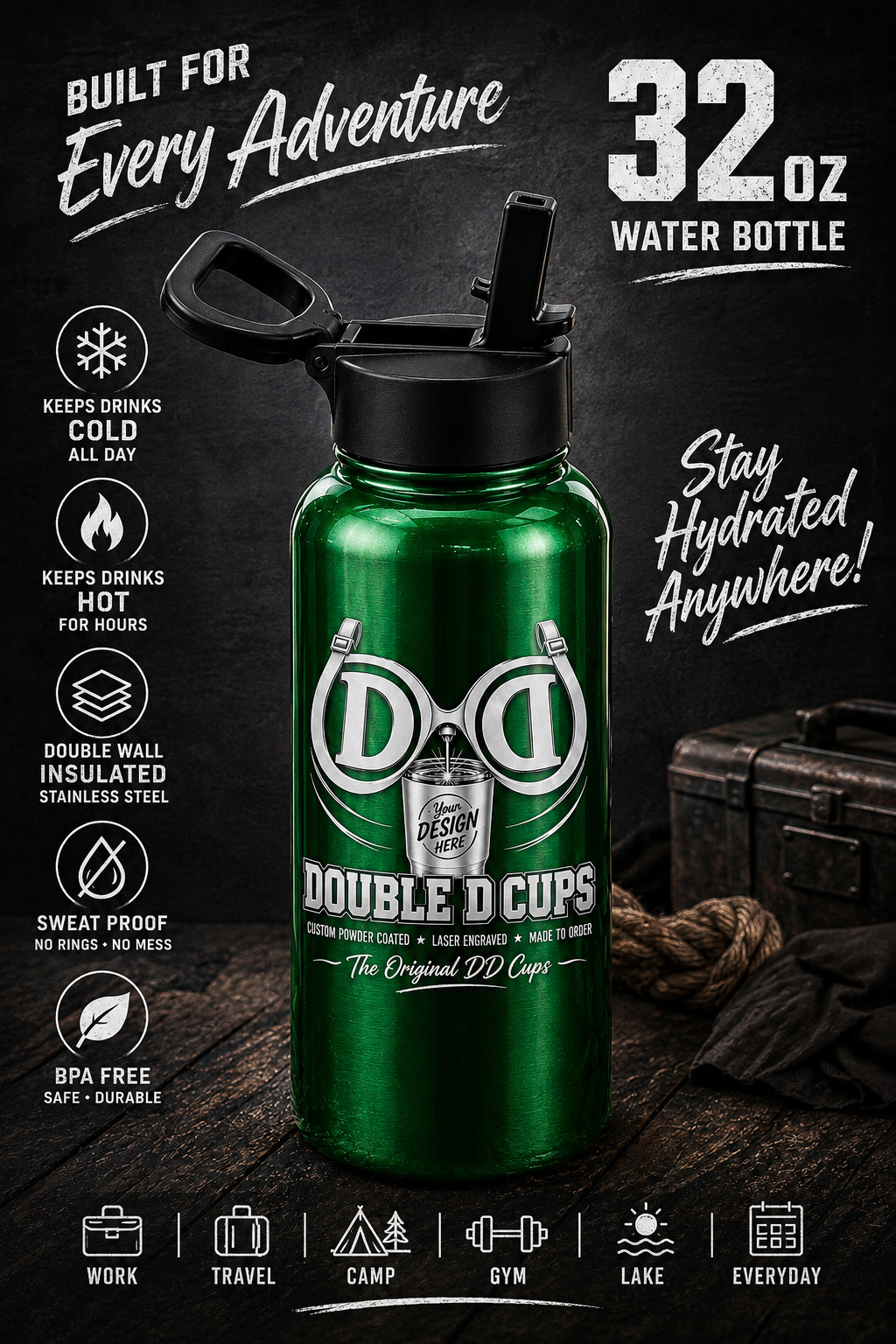 Double D Cups 32 oz water bottle sipper